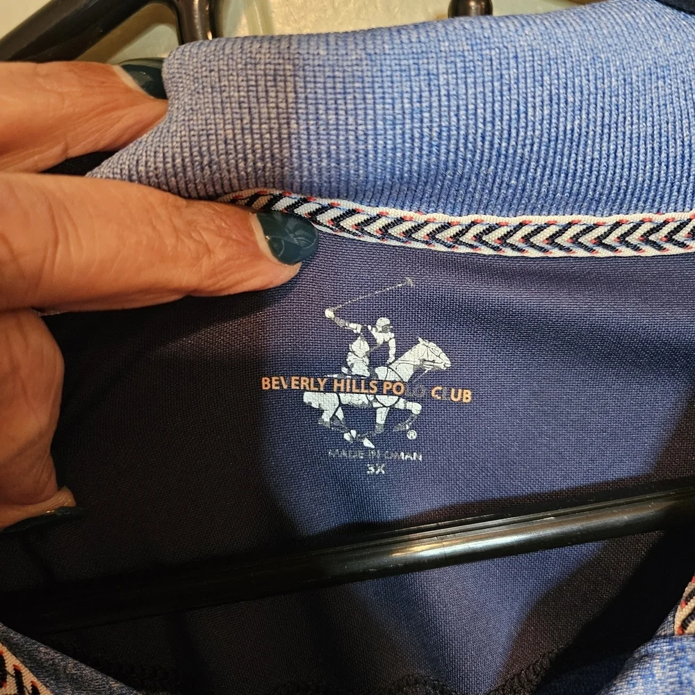 Beverly Hills Polo Club Men’s 3X Blue Heathered Polo Shirt | Classic Golf Style